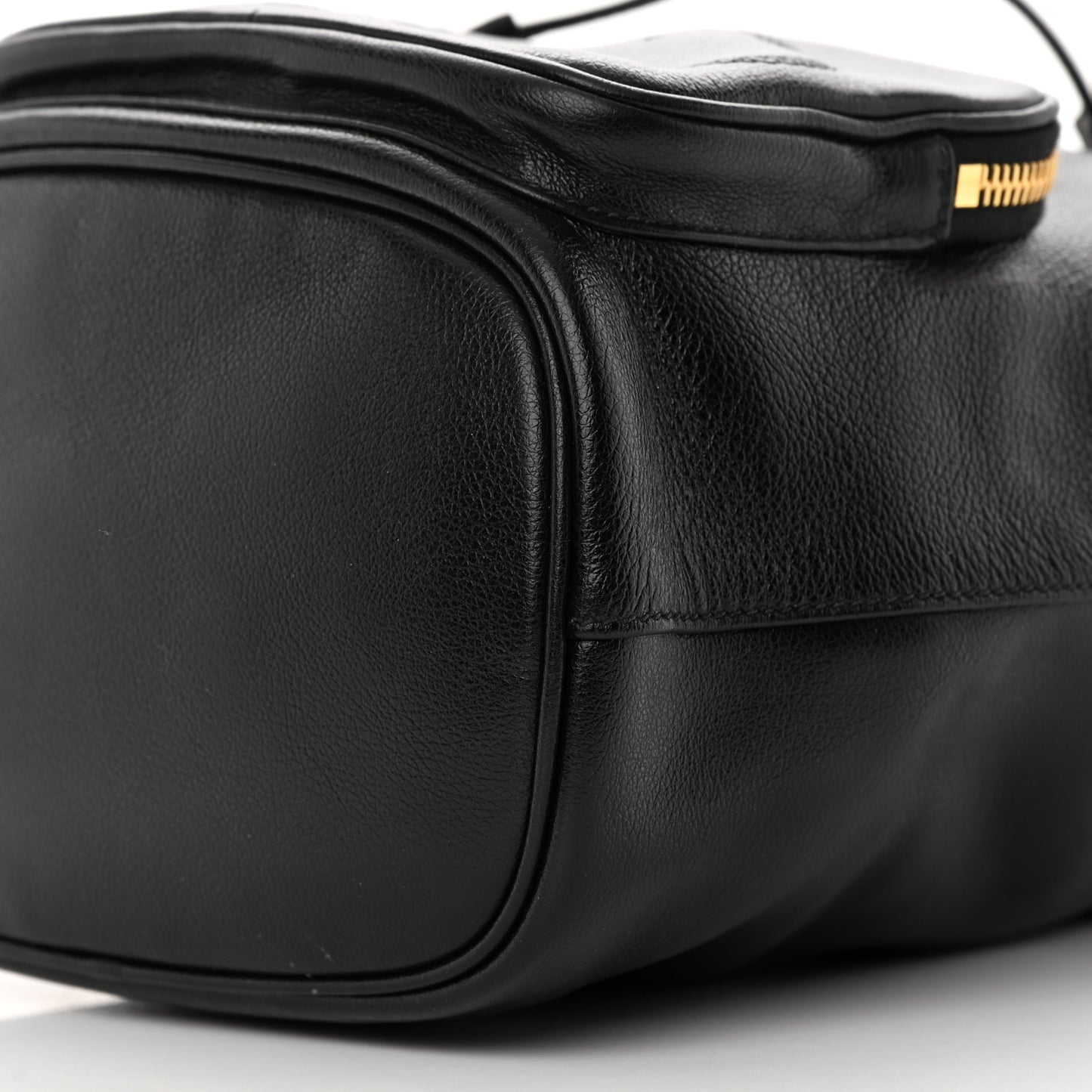 Glace Calfskin Embossed Secchiello Bucket Bag Black