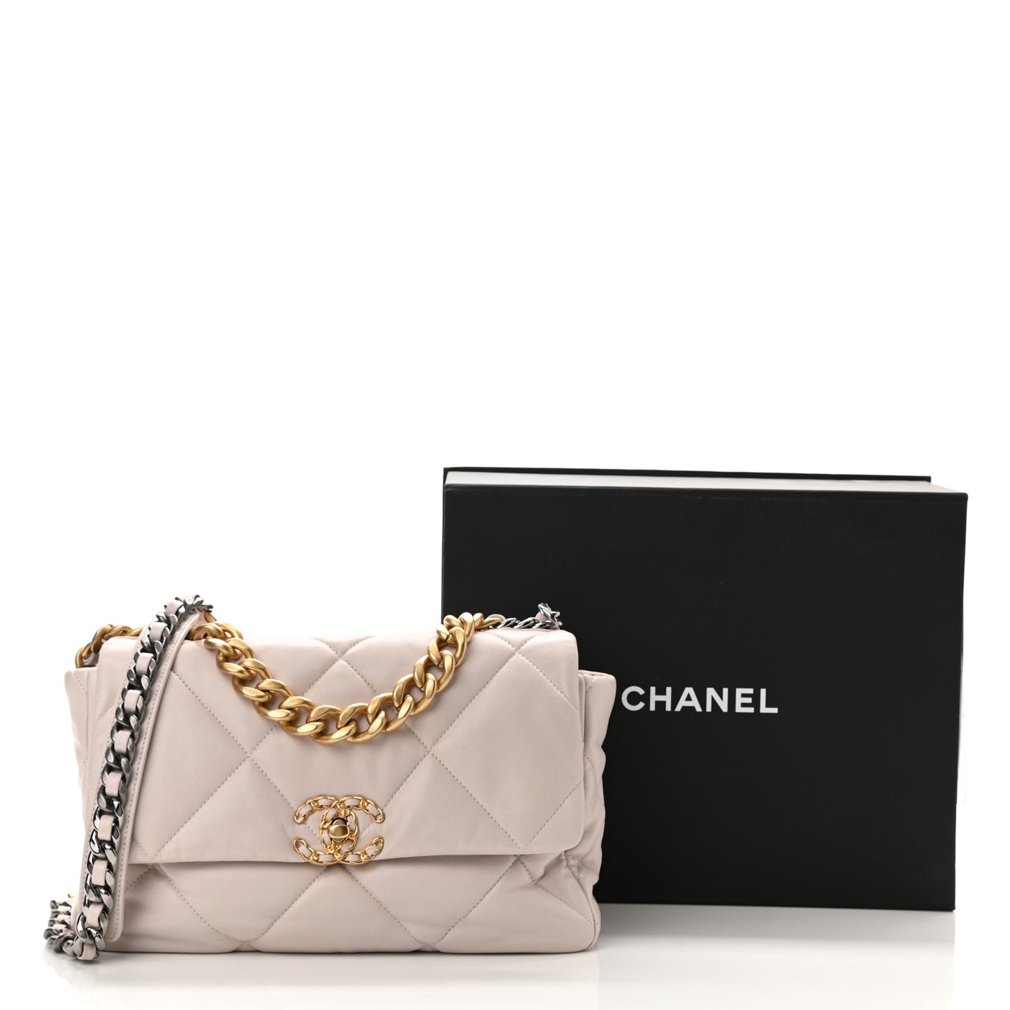 Lambskin Quilted Large Chanel 19 Flap Light Purple