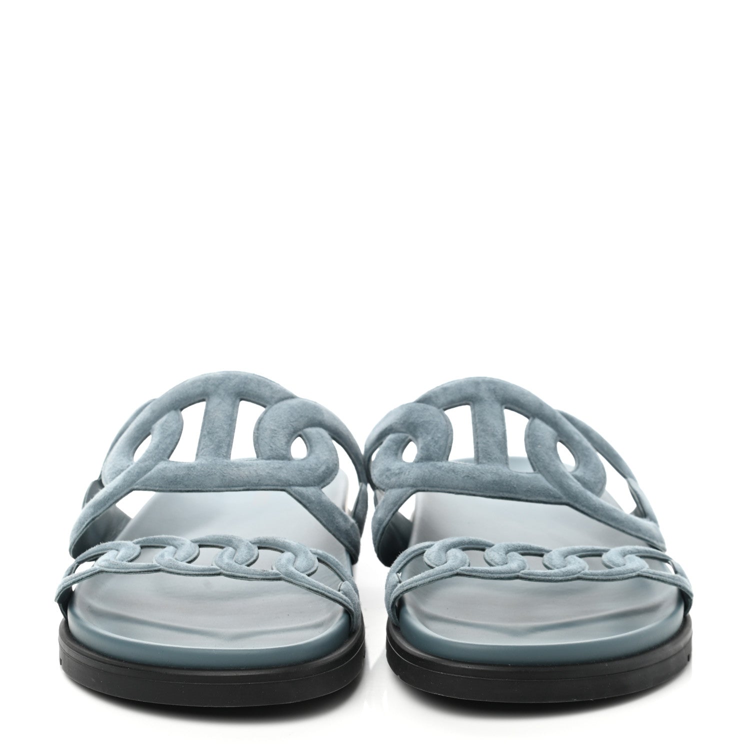 Hermes Suede Goatskin Extra Sandals 39.5 Bleu Pinede 2 of 8