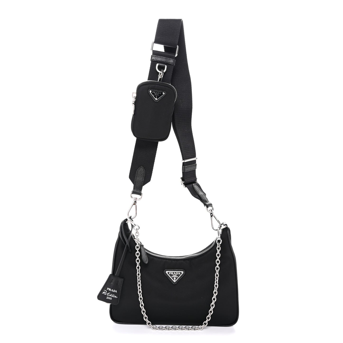 Re-Nylon Saffiano Re-Edition 2005 Shoulder Bag Black