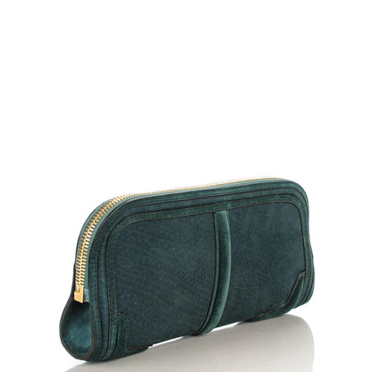 Burberry Prorsum Grainy Nubuck Alma Owl Clutch Indigo Green 3 of 7