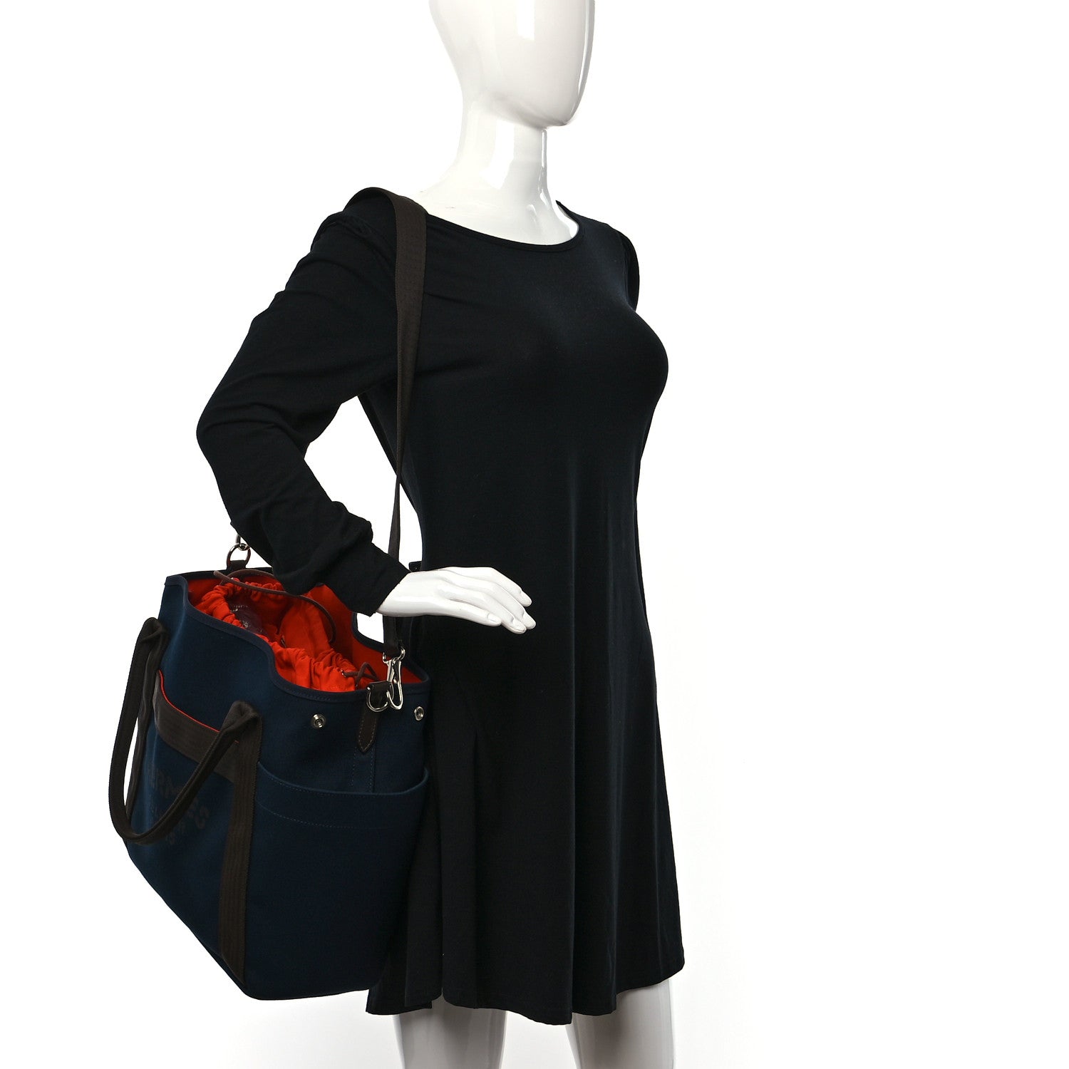 Hermes Toile Sac De Pansage Groom Bleu Navy Feu 3 of 9