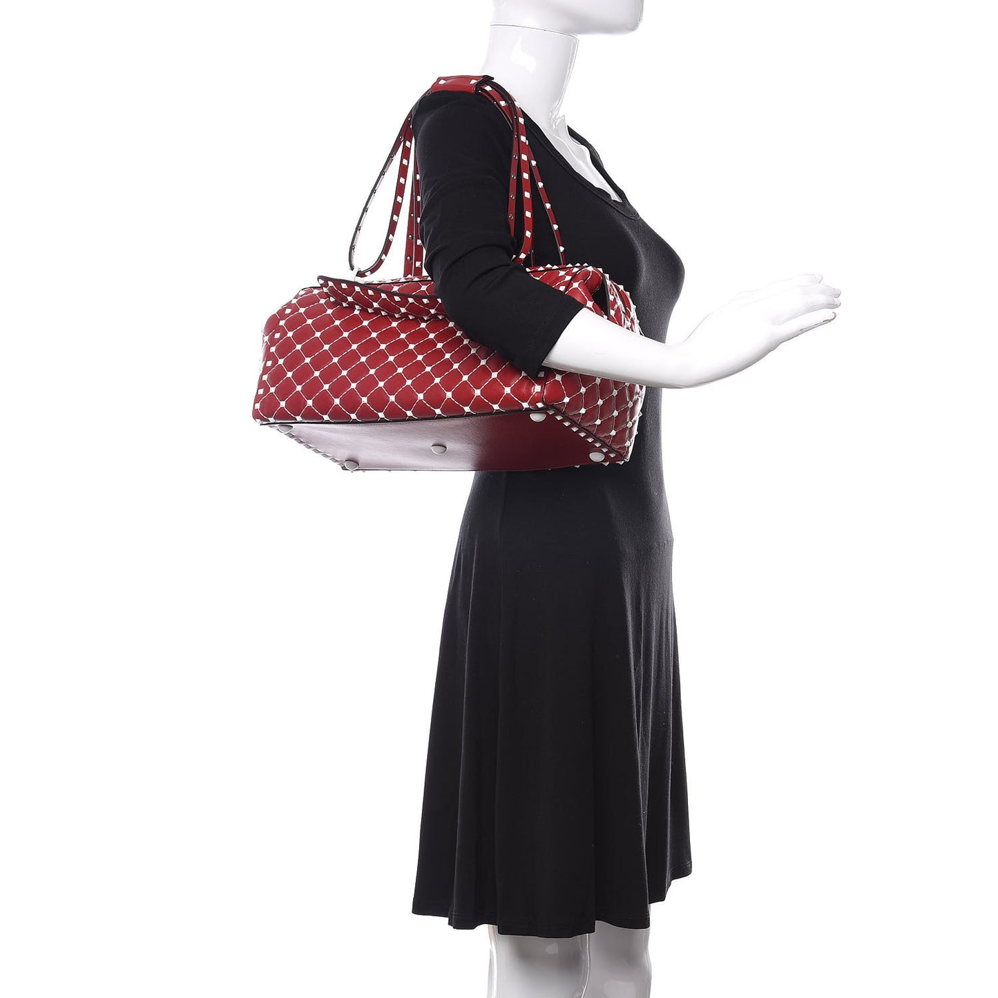 Lambskin Free Rockstud Spike Duffle Bag Rosso Valentino