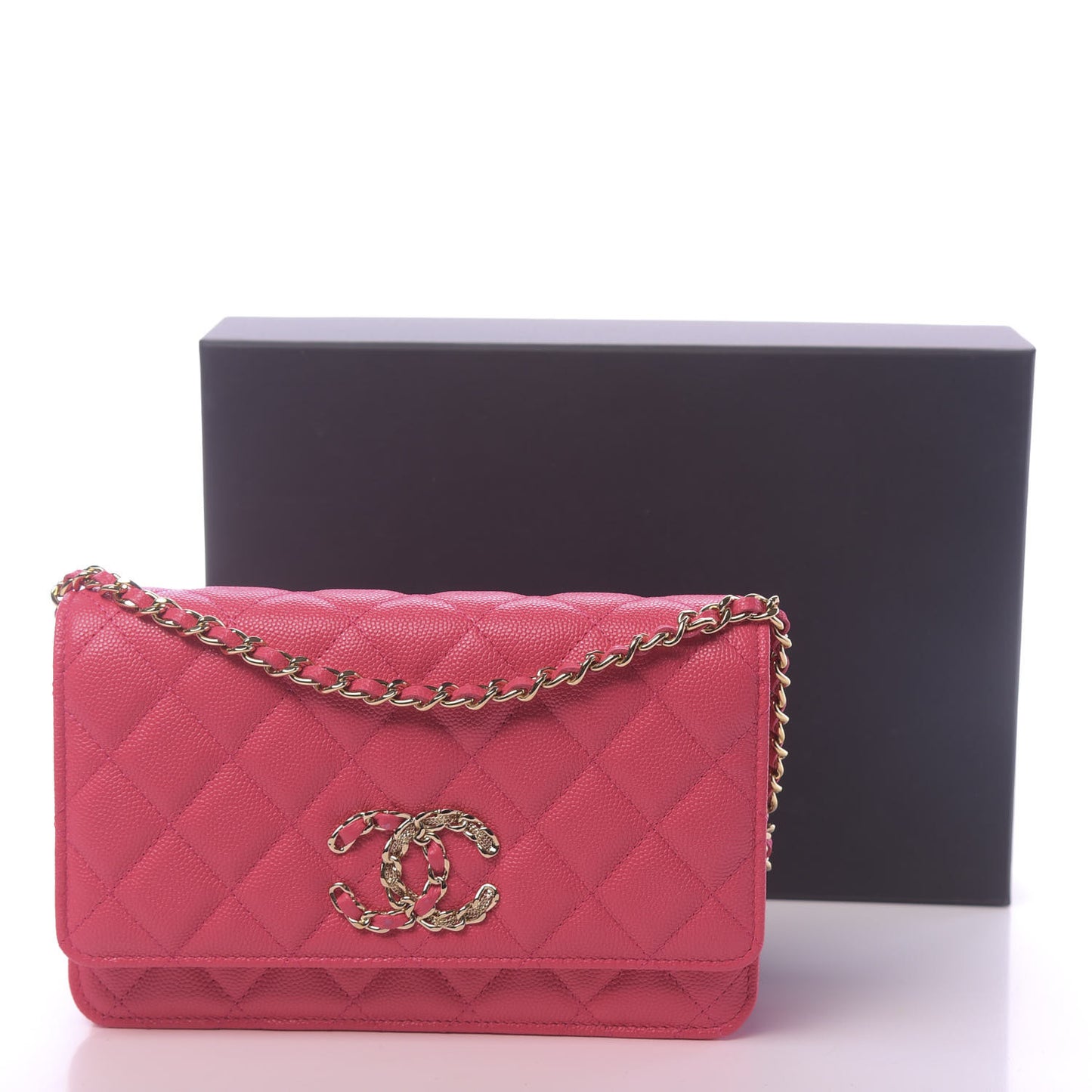 Caviar Quilted French New Wave Chain CC Wallet On Chain WOC Pink
