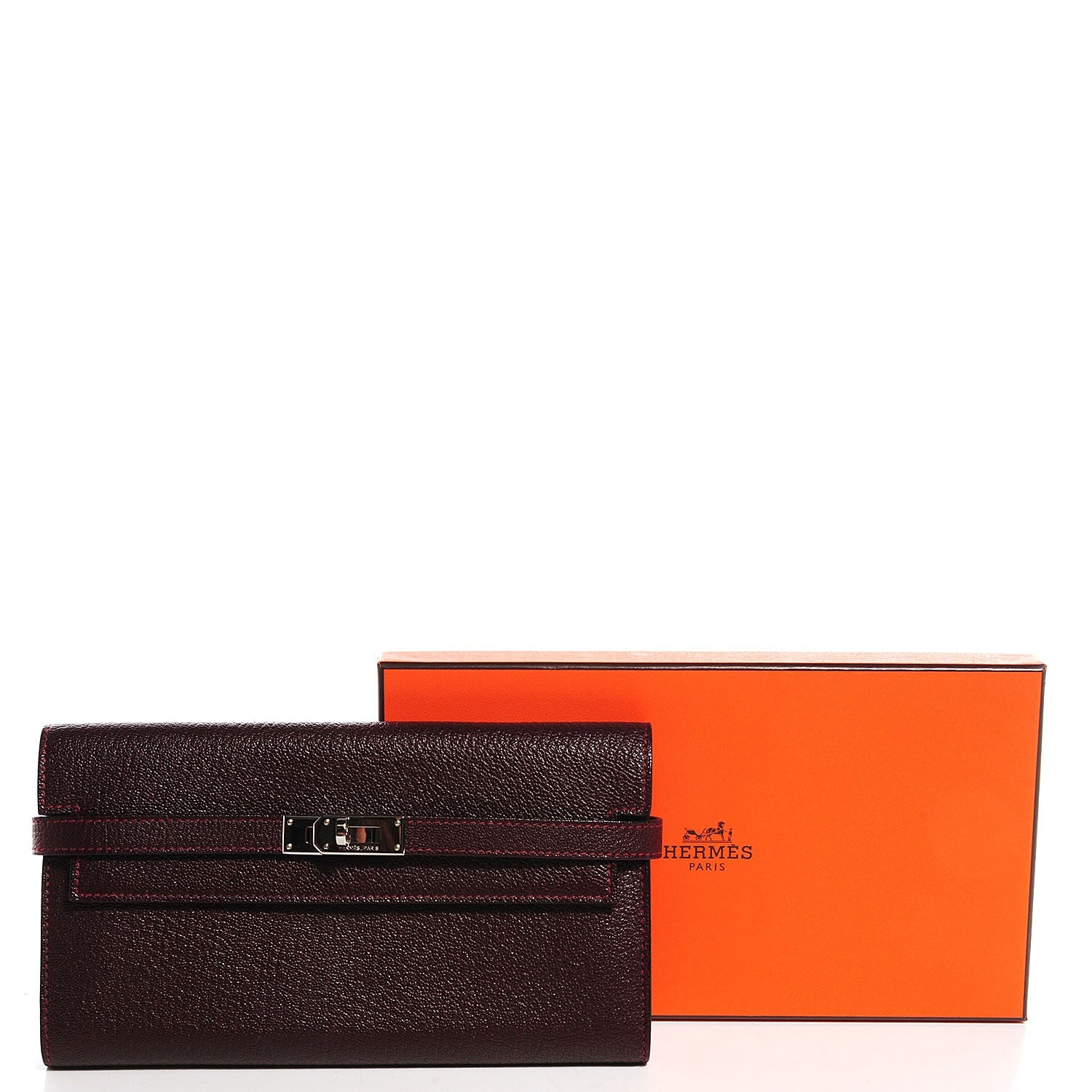 Hermes Chèvre Mysore Kelly Longue Wallet Prune 5 of 15