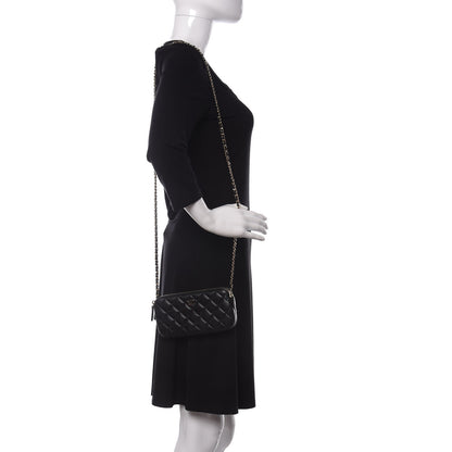 Chanel Lambskin Quilted Small Clutch With Chain Black 2 of 15