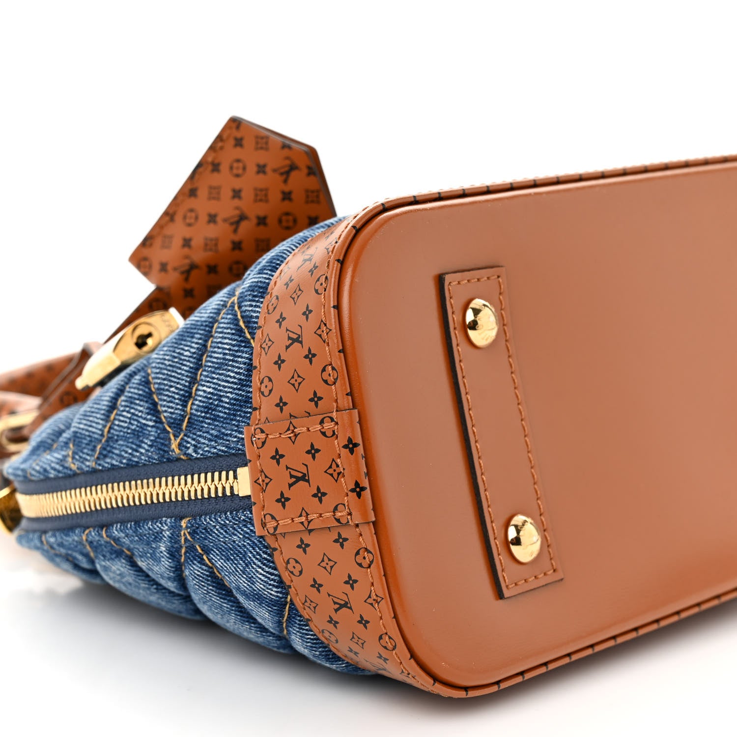 Louis Vuitton Denim Calfskin Reverse Monogram Malletage Alma BB Blue 9 of 11