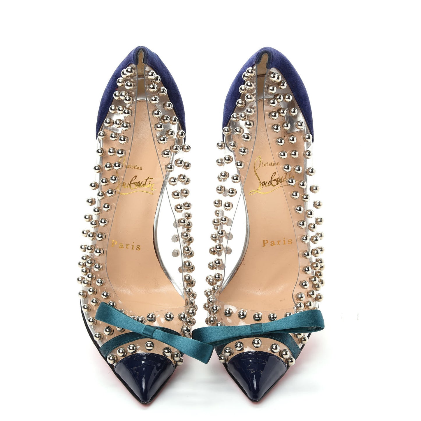 Suede Patent Studded Bille et Boule 100 Pumps 37 Navy