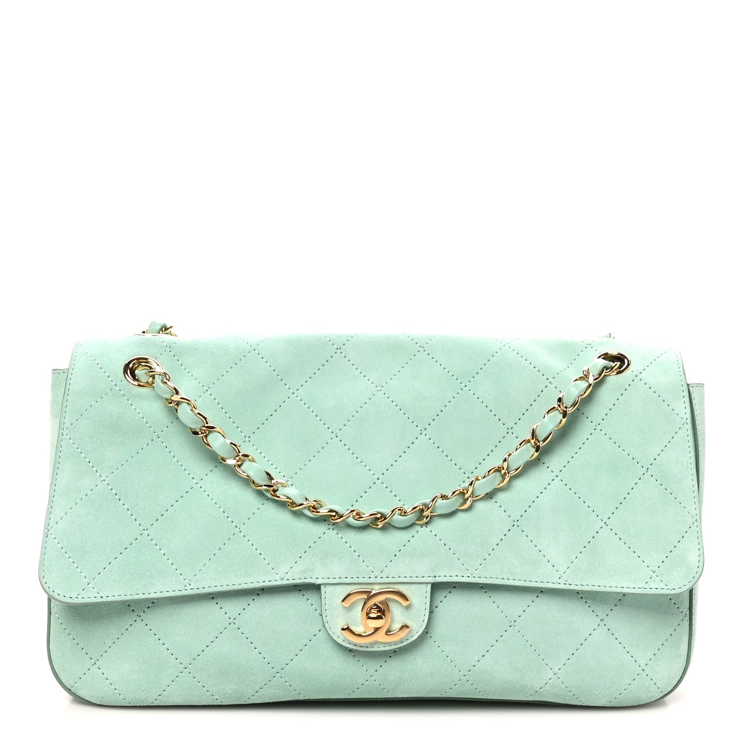 Chanel Suede Calfskin Small Souplissimo Maxi Flap Green 1 of 10