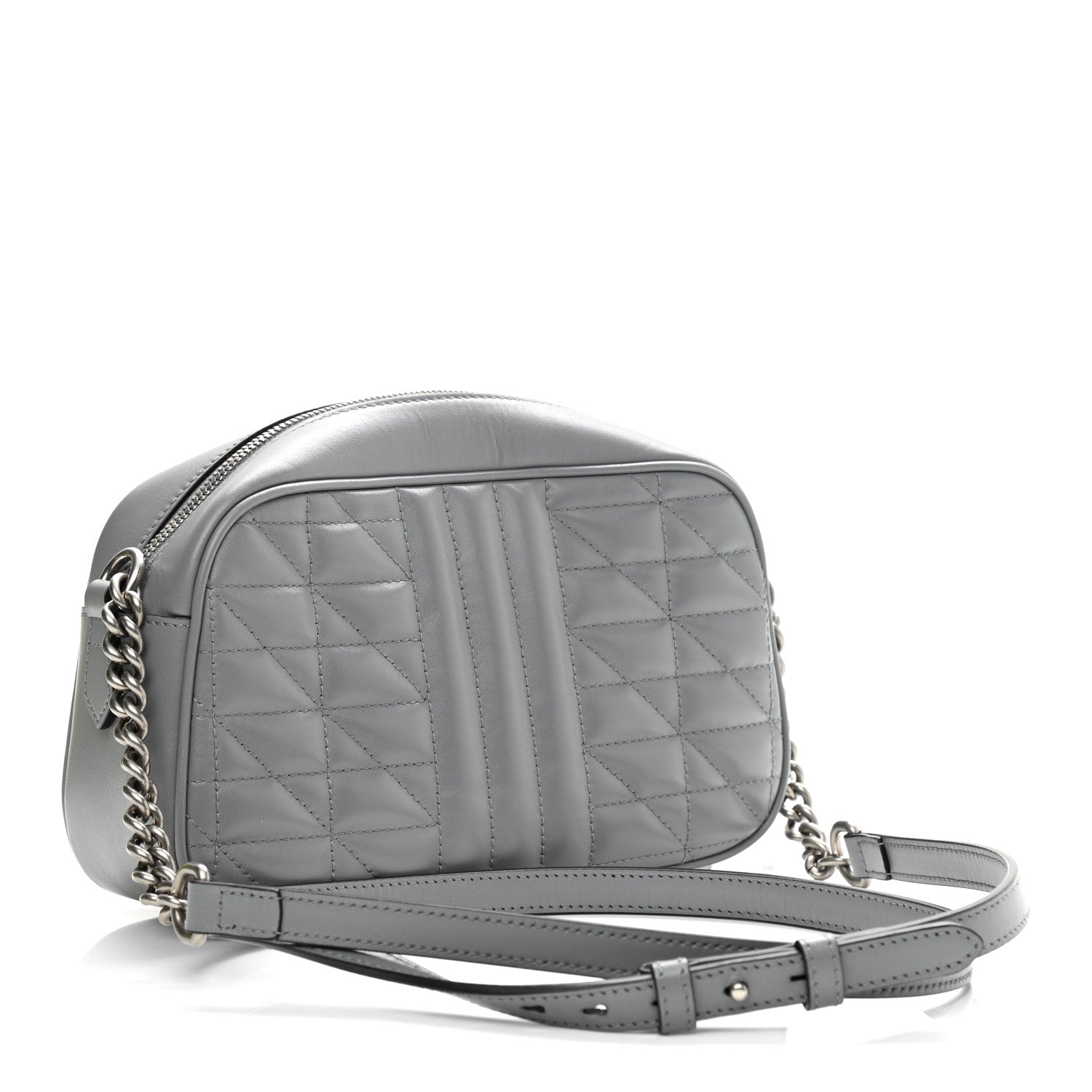 Gucci Calfskin Matelasse Aria Small GG Marmont Chain Shoulder Bag Deep Grey 3 of 13