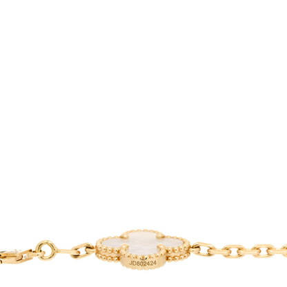 Van Cleef & Arpels 18K Yellow Gold Mother of Pearl 5 Motifs Vintage Alhambra Bracelet 5 of 6