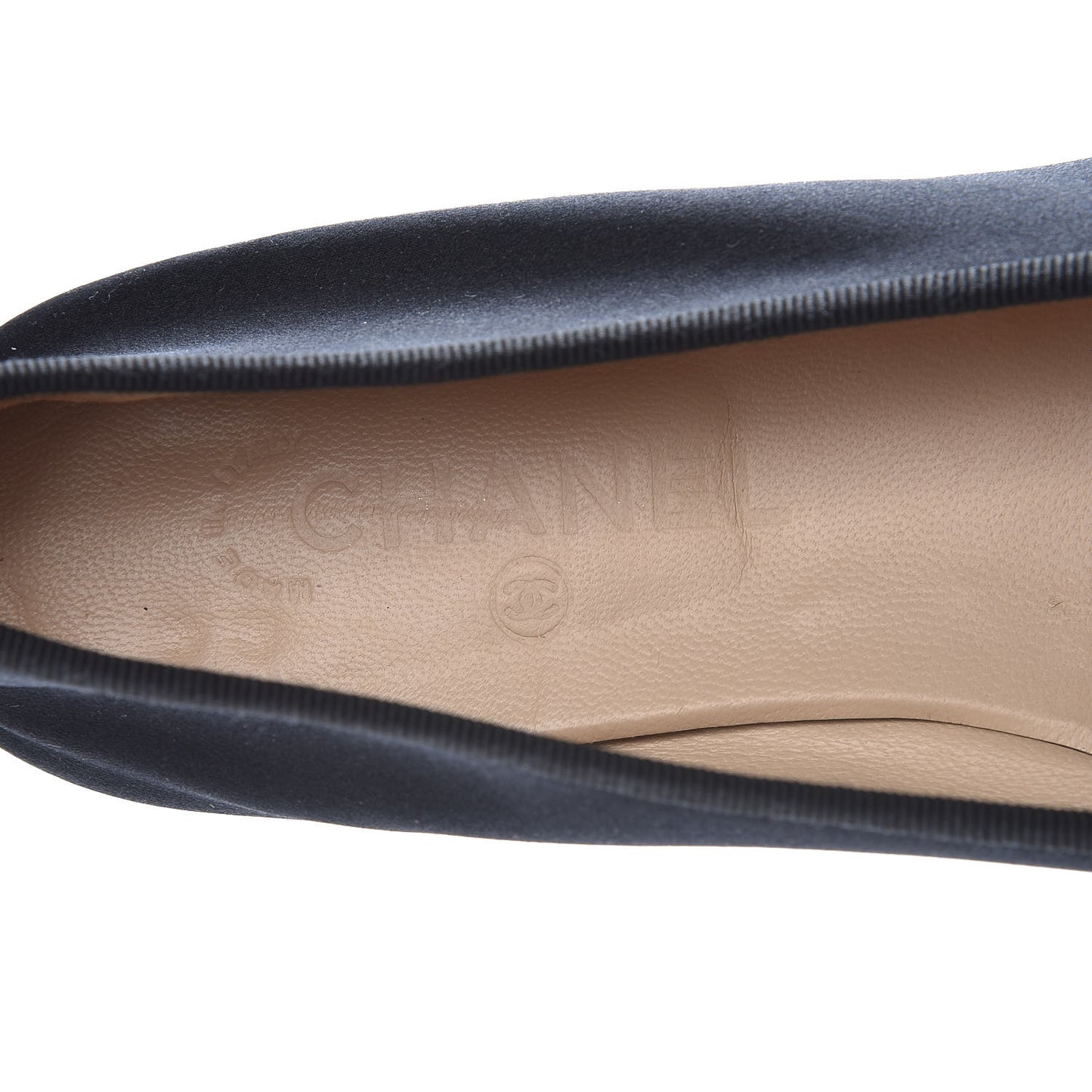 Satin Patent Cap Toe Ballerina Flats 39.5 Black