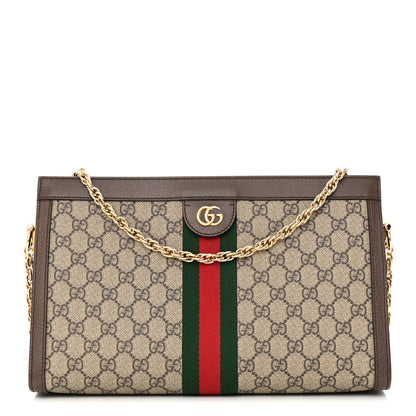 Gucci GG Supreme Monogram Web Medium Ophidia Chain Shoulder Bag Brown 1 of 15