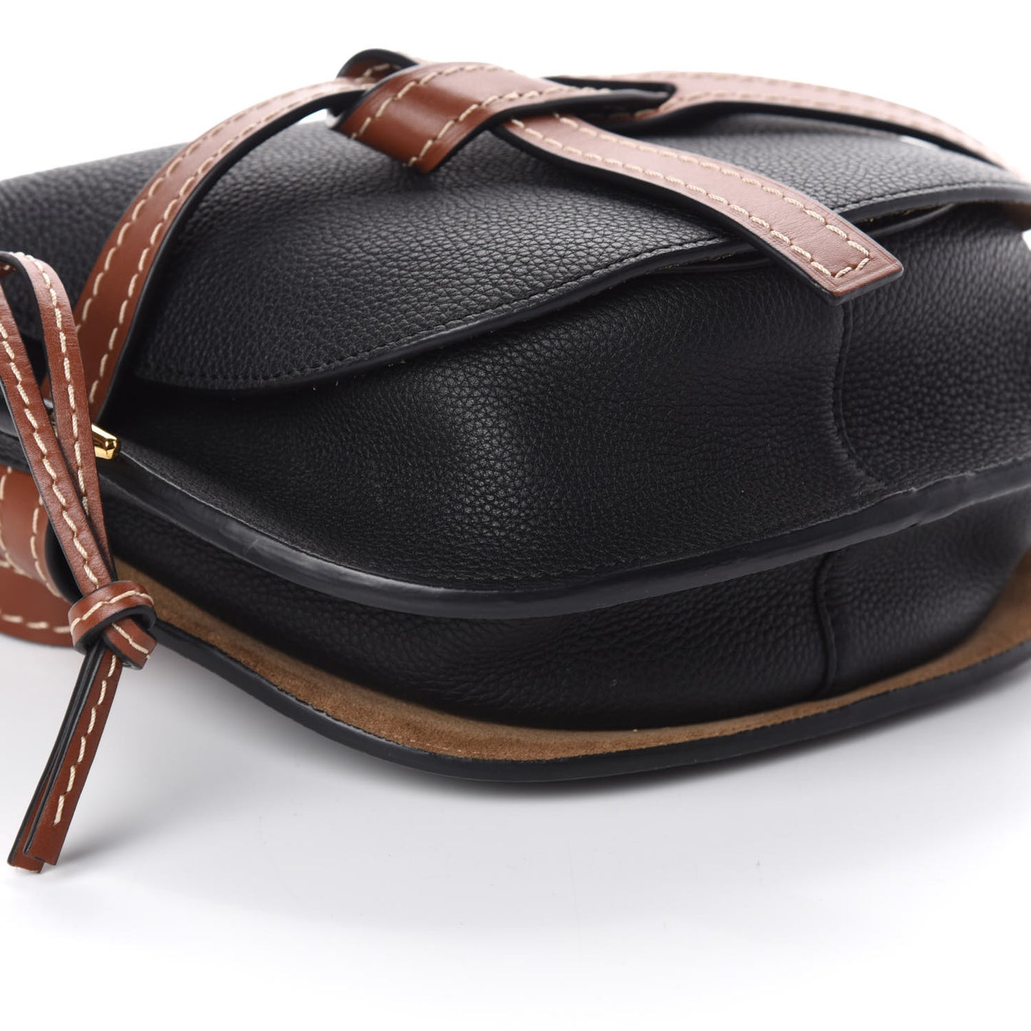 Grained Calfskin Small Gate Crossbody Bag Pecan Black