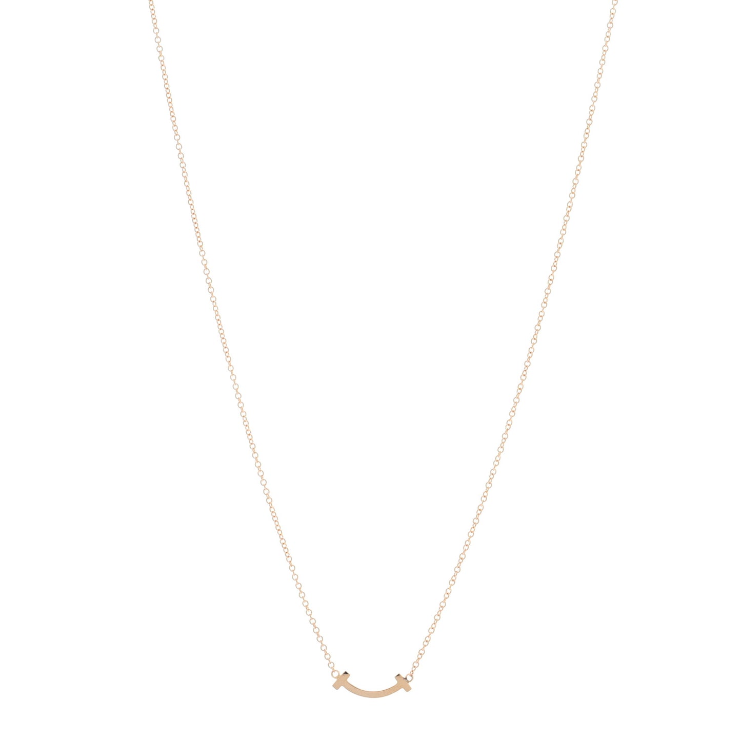 18K Rose Gold Mini T Smile Pendant Necklace