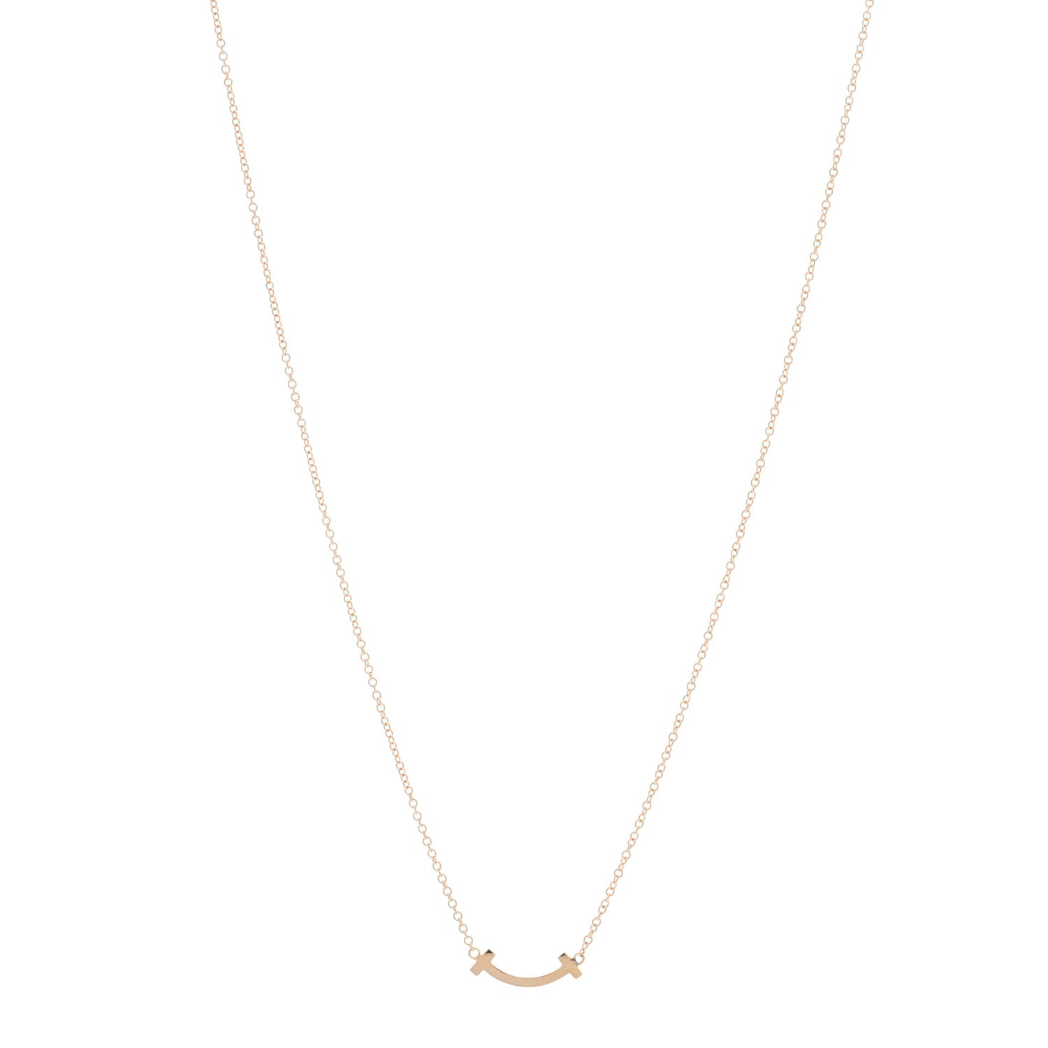 Tiffany 18K Rose Gold Mini T Smile Pendant Necklace 1 of 4