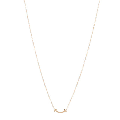 Tiffany 18K Rose Gold Mini T Smile Pendant Necklace 1 of 4