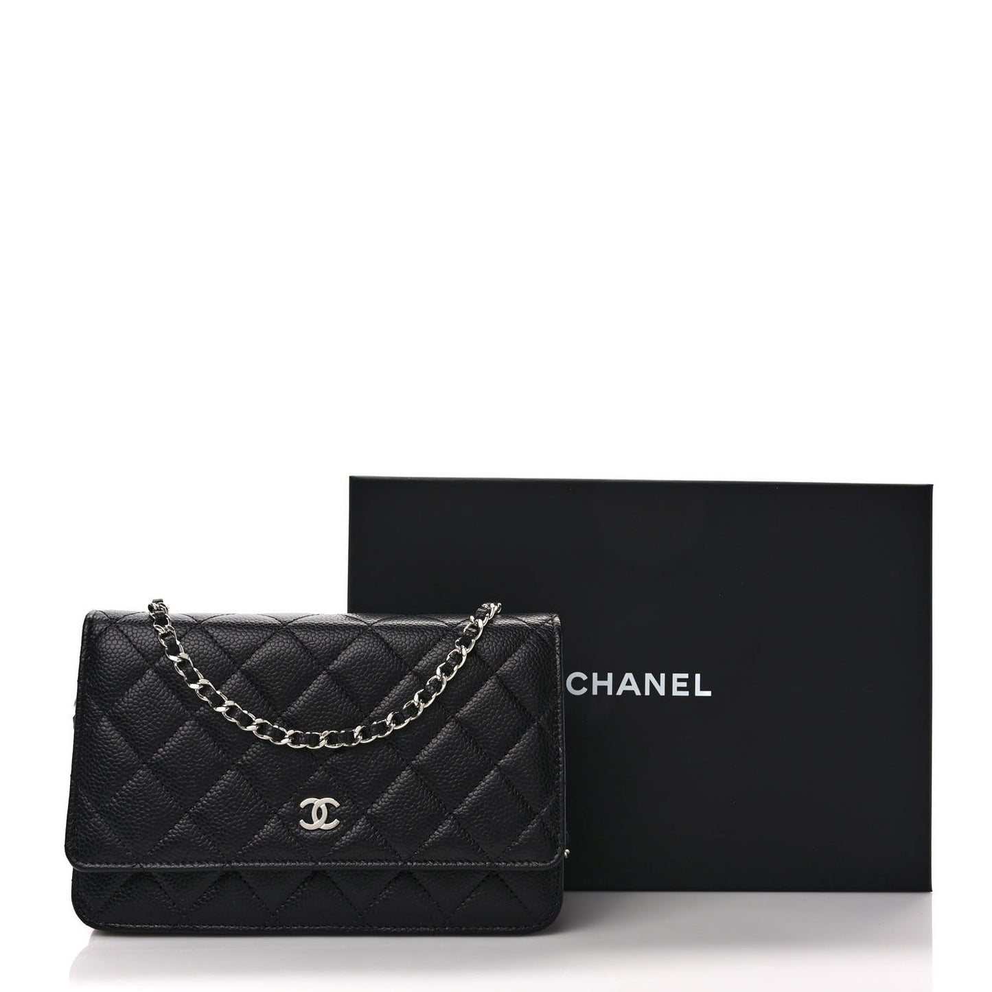 Caviar Quilted Wallet on Chain WOC Black