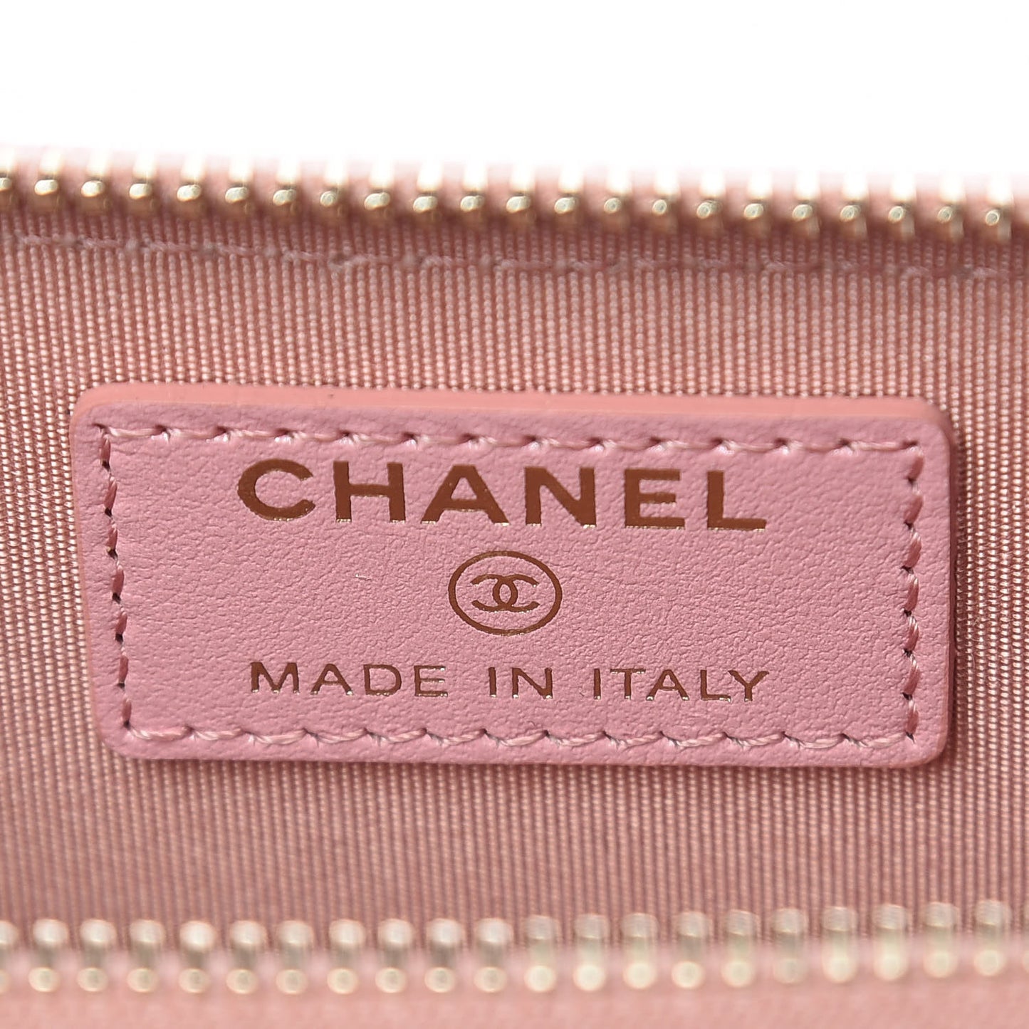 Iridescent Caviar Quilted Zipped Key Holder Case Rose Pink