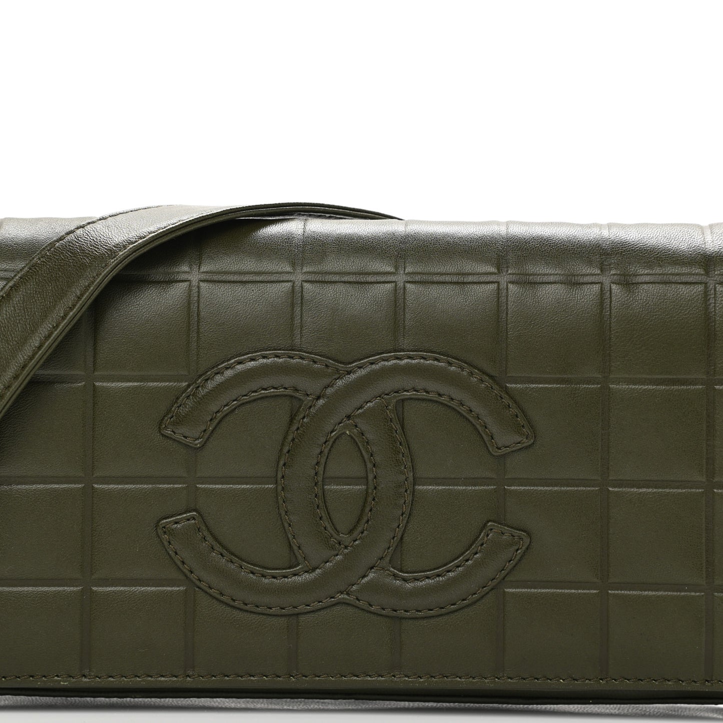 Lambskin Quilted CC Chocolate Bar Flap Green