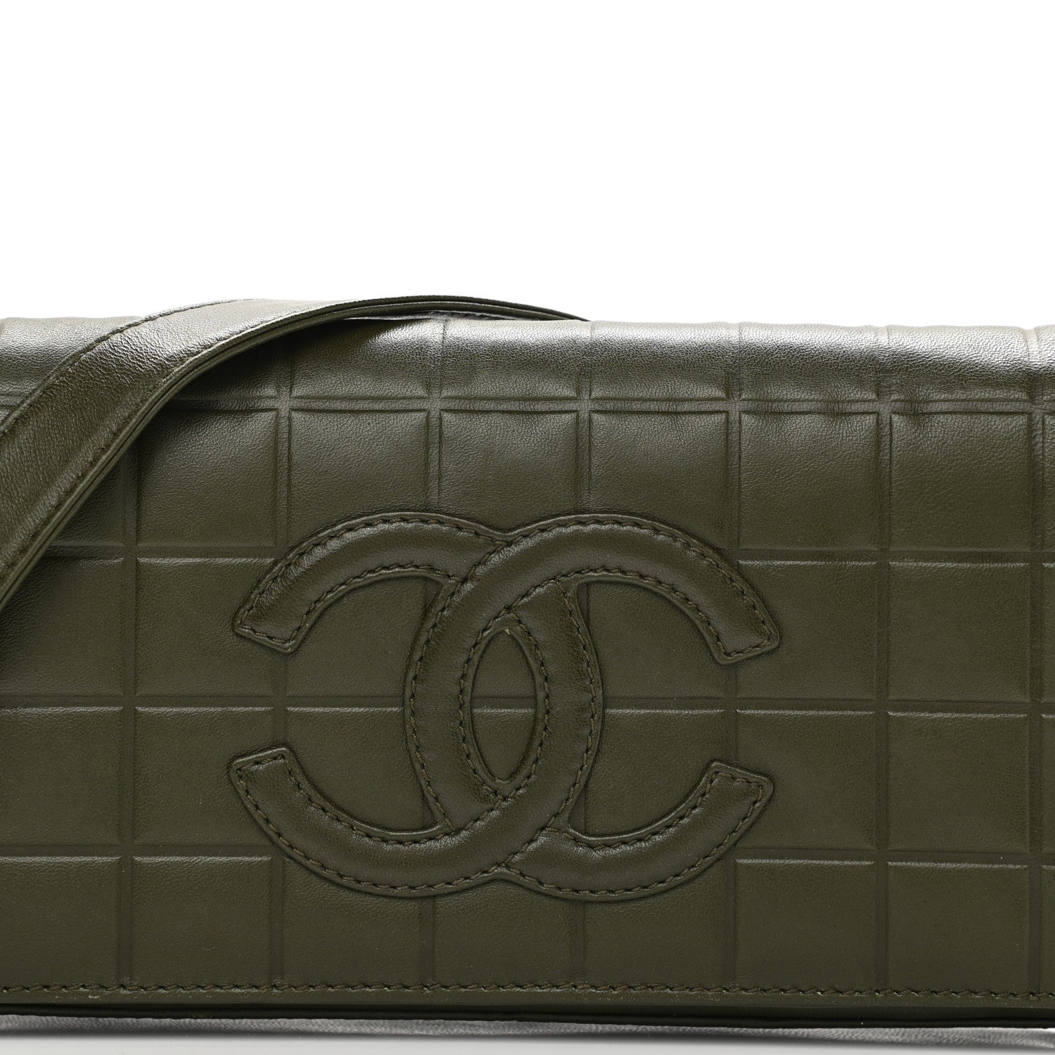 Chanel Lambskin Quilted CC Chocolate Bar Flap Green 8 of 12