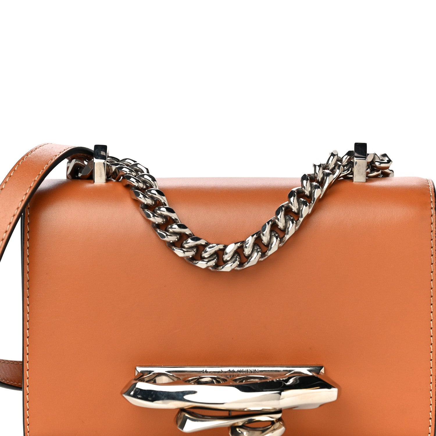 Alexander McQueen Calfskin Sculptural Knuckle Crossbody Tan Brow 8 of 15