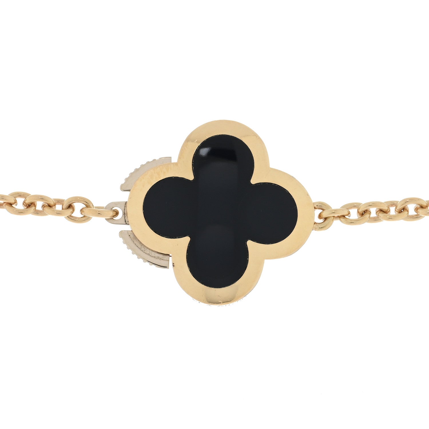 Van Cleef & Arpels 18K Yellow Gold Black Onyx Pure 14 Motifs Alhambra Necklace 4 of 5