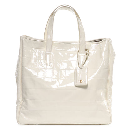 Saint Laurent Crocodile Embossed Patent Leather Raspail Tote White 1 of 7
