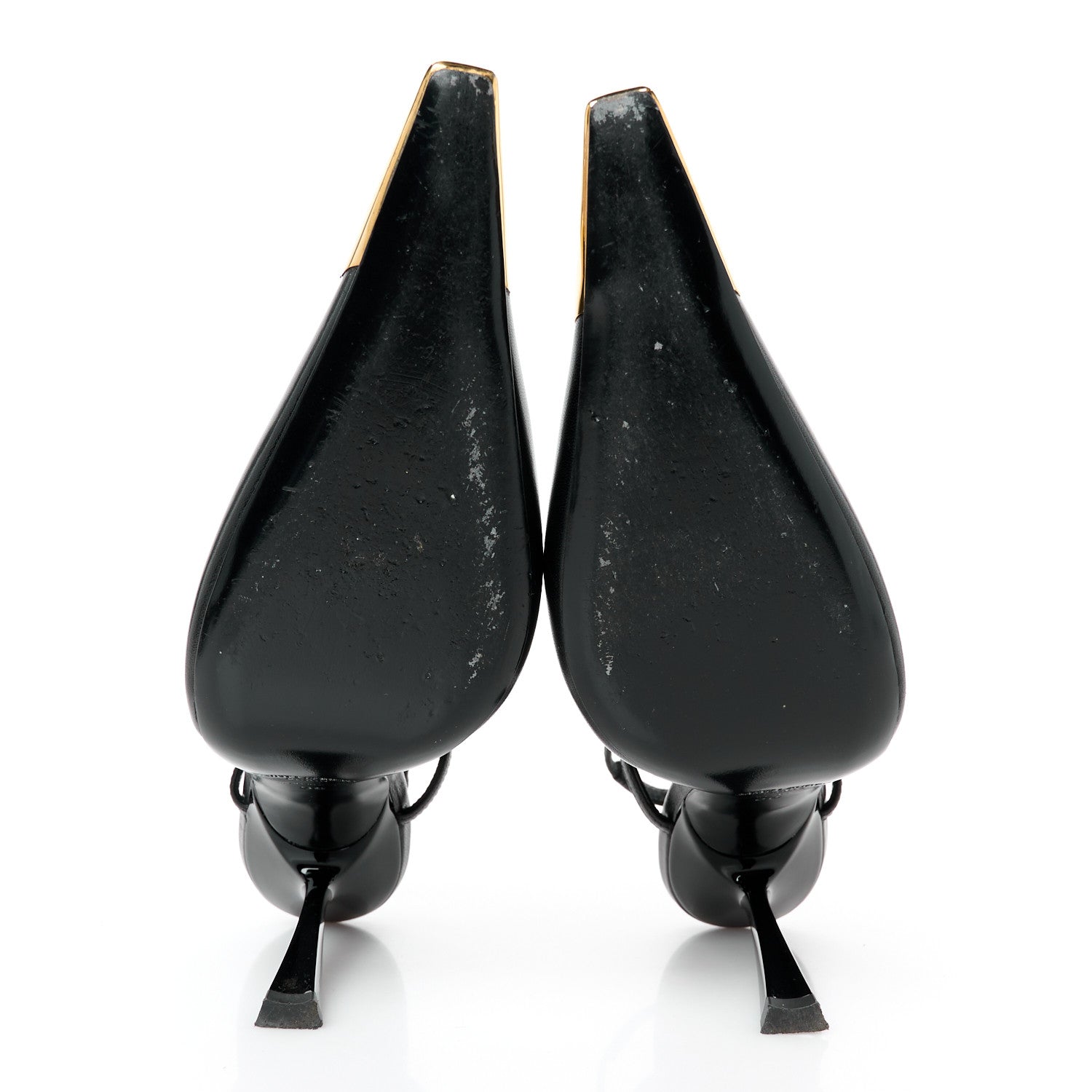 Saint Laurent Smooth Calfskin Jeanne 110 Slingback Pumps 36 Black Gold 6 of 10