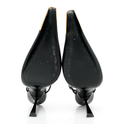 Saint Laurent Smooth Calfskin Jeanne 110 Slingback Pumps 36 Black Gold 6 of 10