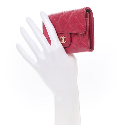 Chanel Caviar Quilted Flap Card Holder Wallet Dark Pink 2 of 9