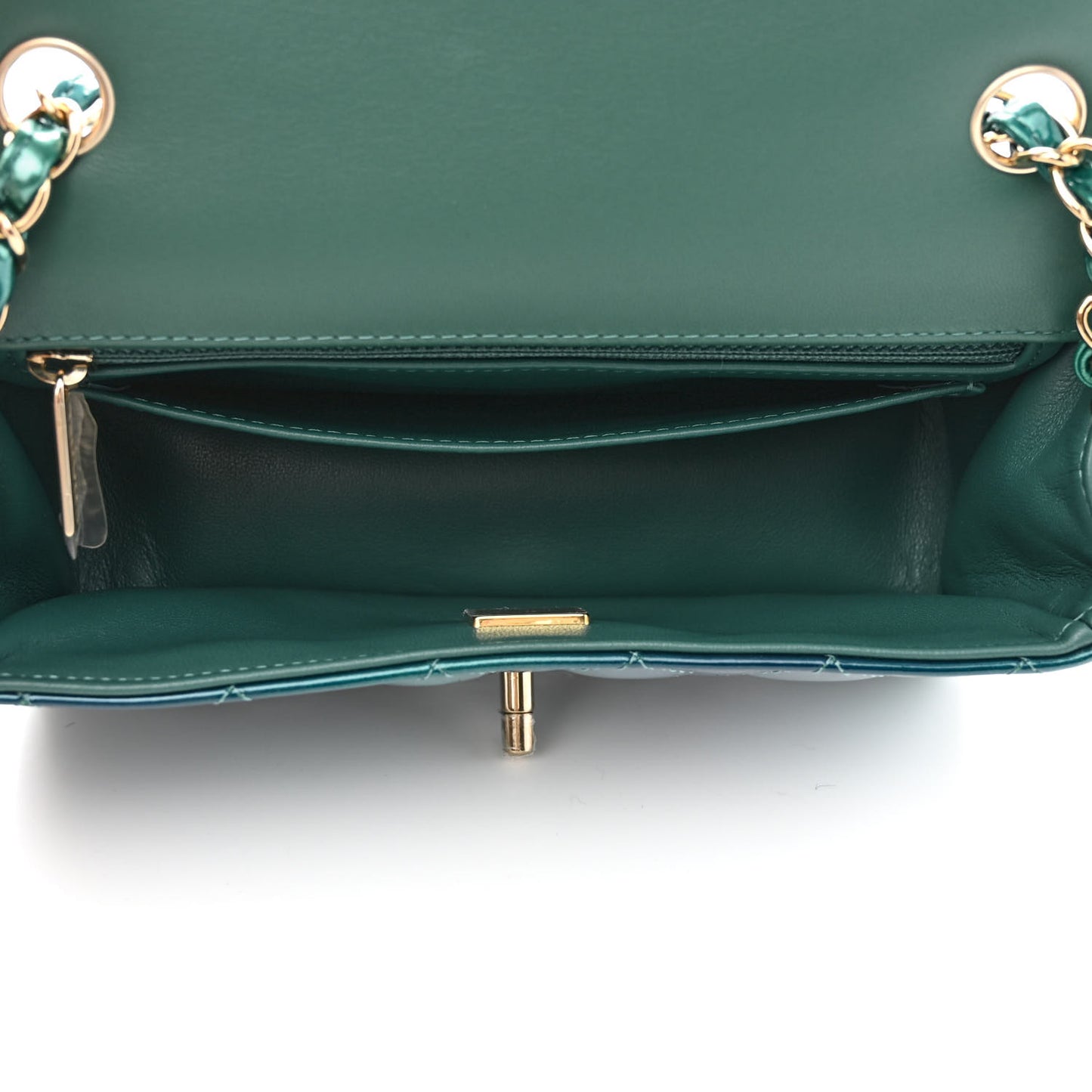 Shaded Patent Calfskin Quilted Mini Rectangular Flap Green Blue