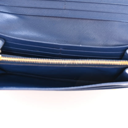 Prada Saffiano Metal Bar Continental Flap Wallet Bluette 6 of 14