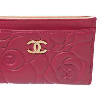 Chanel Lambskin Camellia Embossed Card Holder Fuchsia 11 of 13