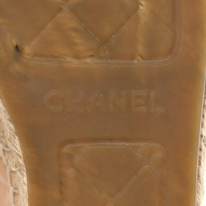 Chanel Lambskin CC Espadrilles 37 Beige Black 9 of 13