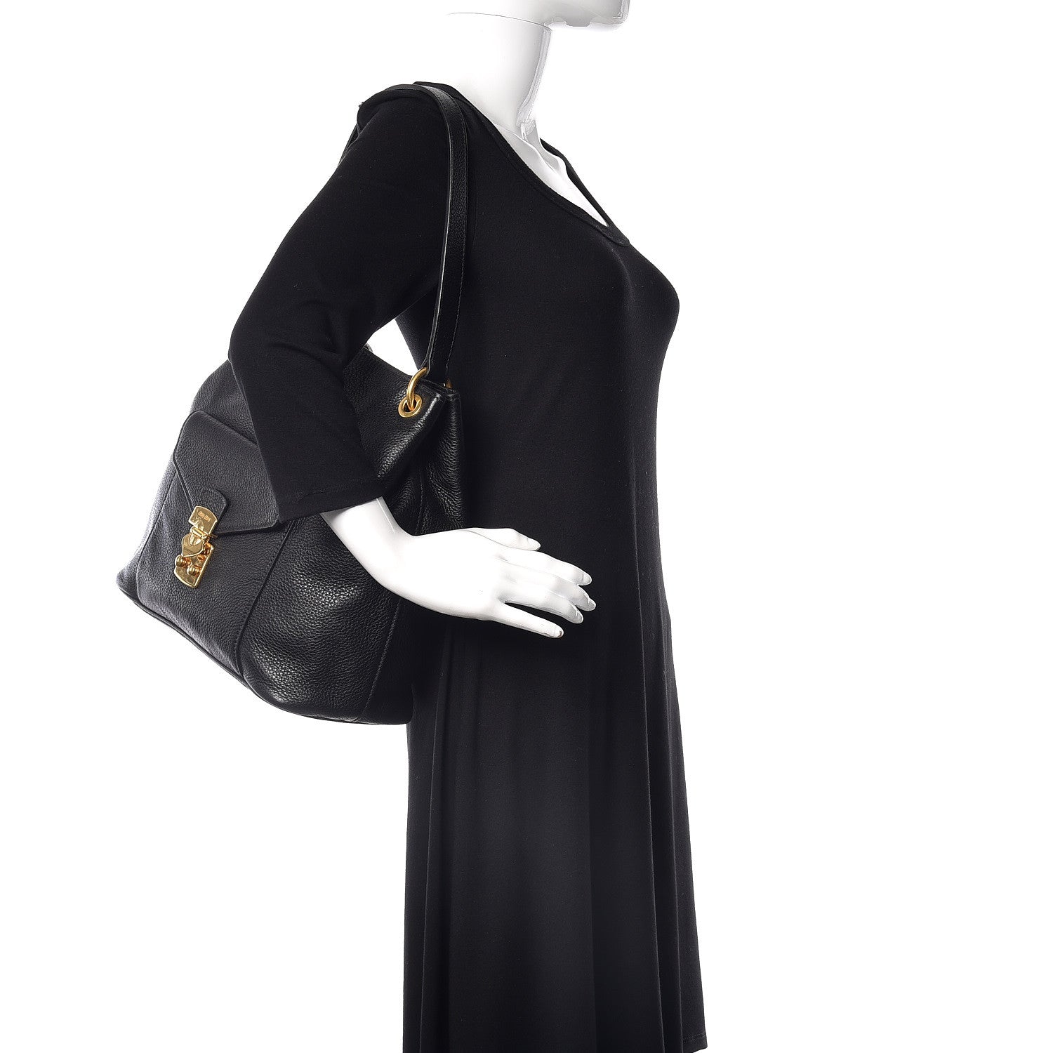 Miu Miu Vitello Daino Shoulder Bag Black 2 of 11