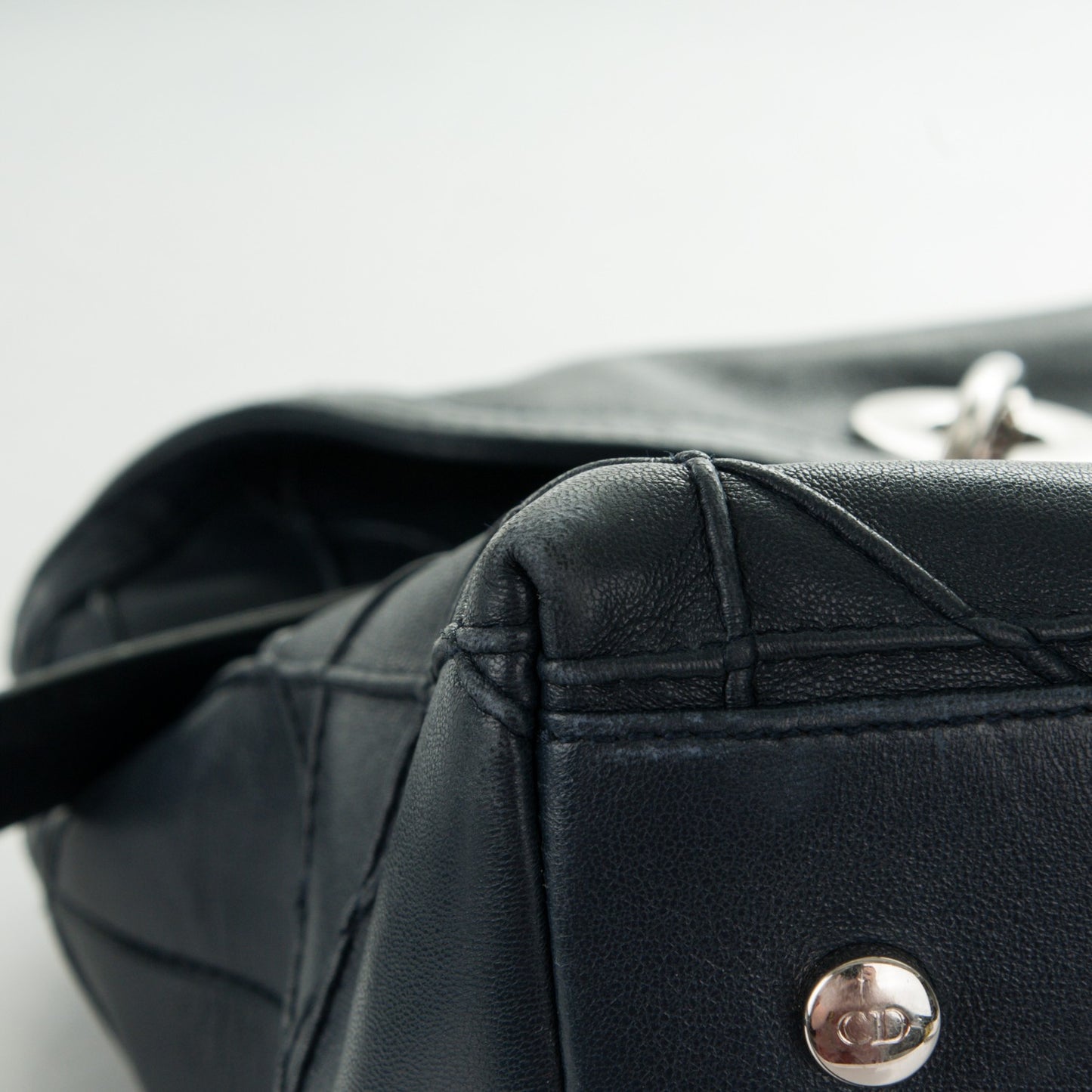Lambskin Cannage Medium Granville Tote Navy Blue