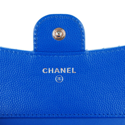 Chanel Caviar Chevron Quilted Compact Flap Wallet Bright Blue 5 of 7