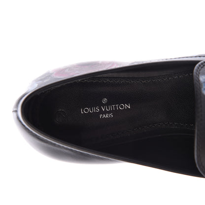 Louis Vuitton Calfskin Flowers Upper Case Flat Loafer 37 Black Multicolor 7 of 7