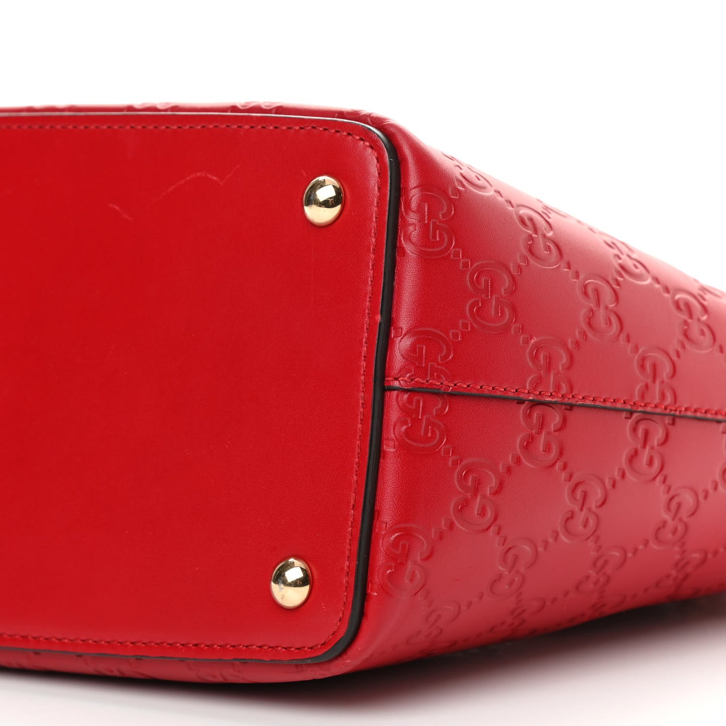 Guccissima Small Zippered Bucket Tote Hibiscus Red