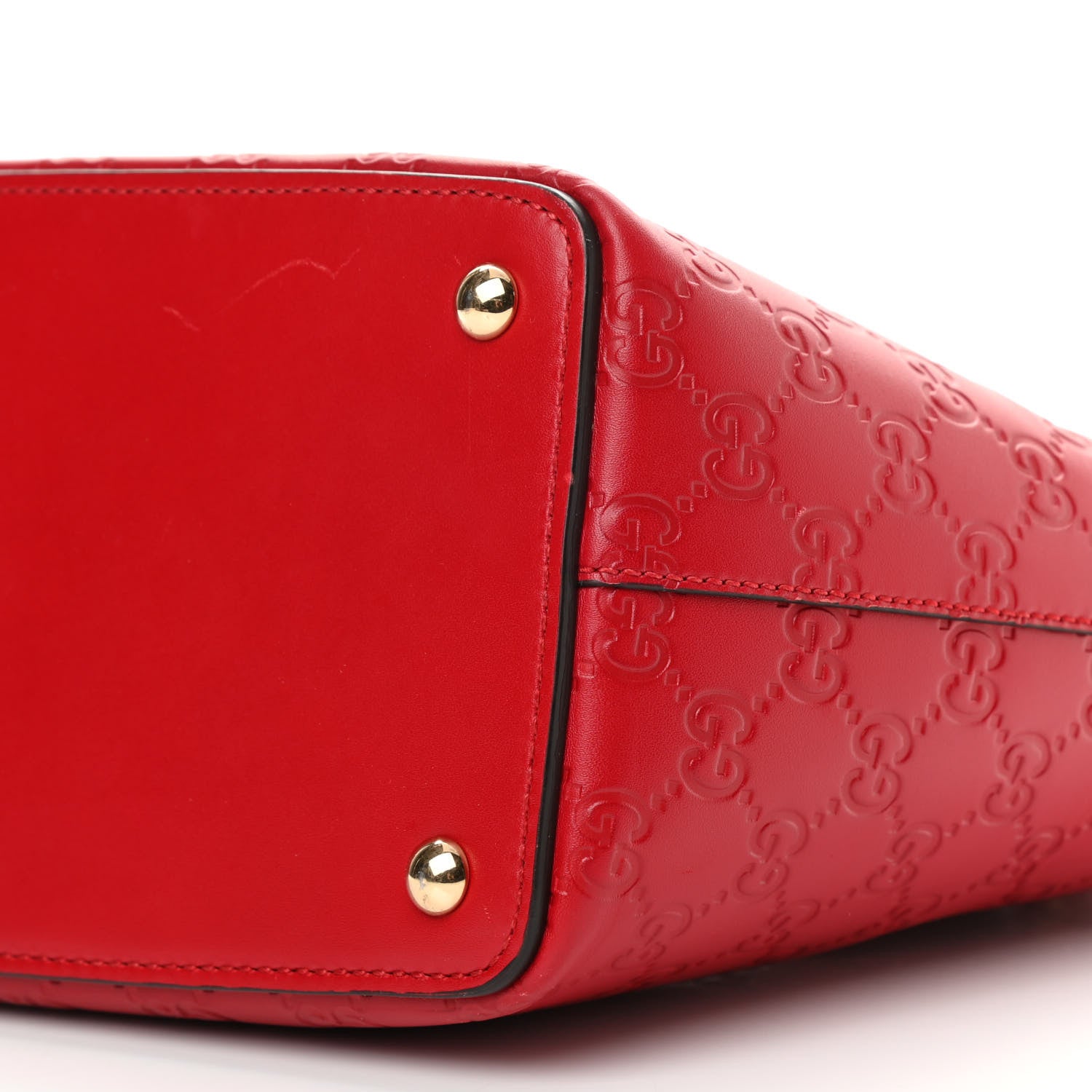 Gucci Guccissima Small Zippered Bucket Tote Hibiscus Red 10 of 11
