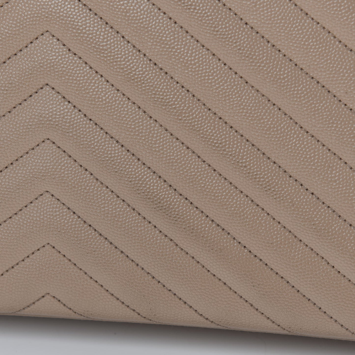 Grain De Poudre Matelasse Chevron Large Monogram Satchel Beige