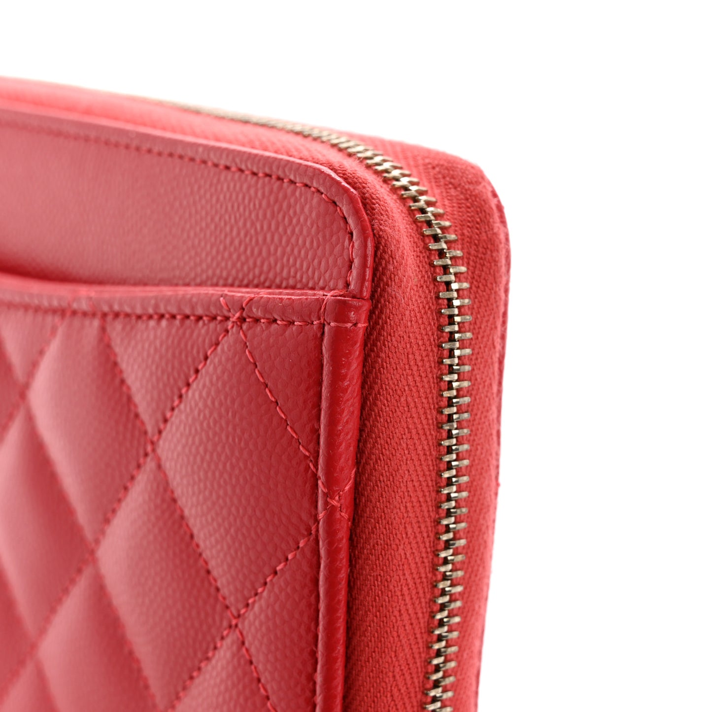 Caviar Quilted Large Gusset Zip Around Wallet Red