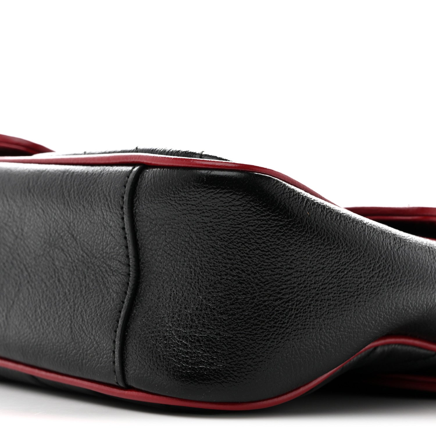 Gucci Vintage Effect Calfskin Matelasse Diagonal Small Torchon GG Marmont Shoulder Bag Black Romantic Cherry 10 of 11