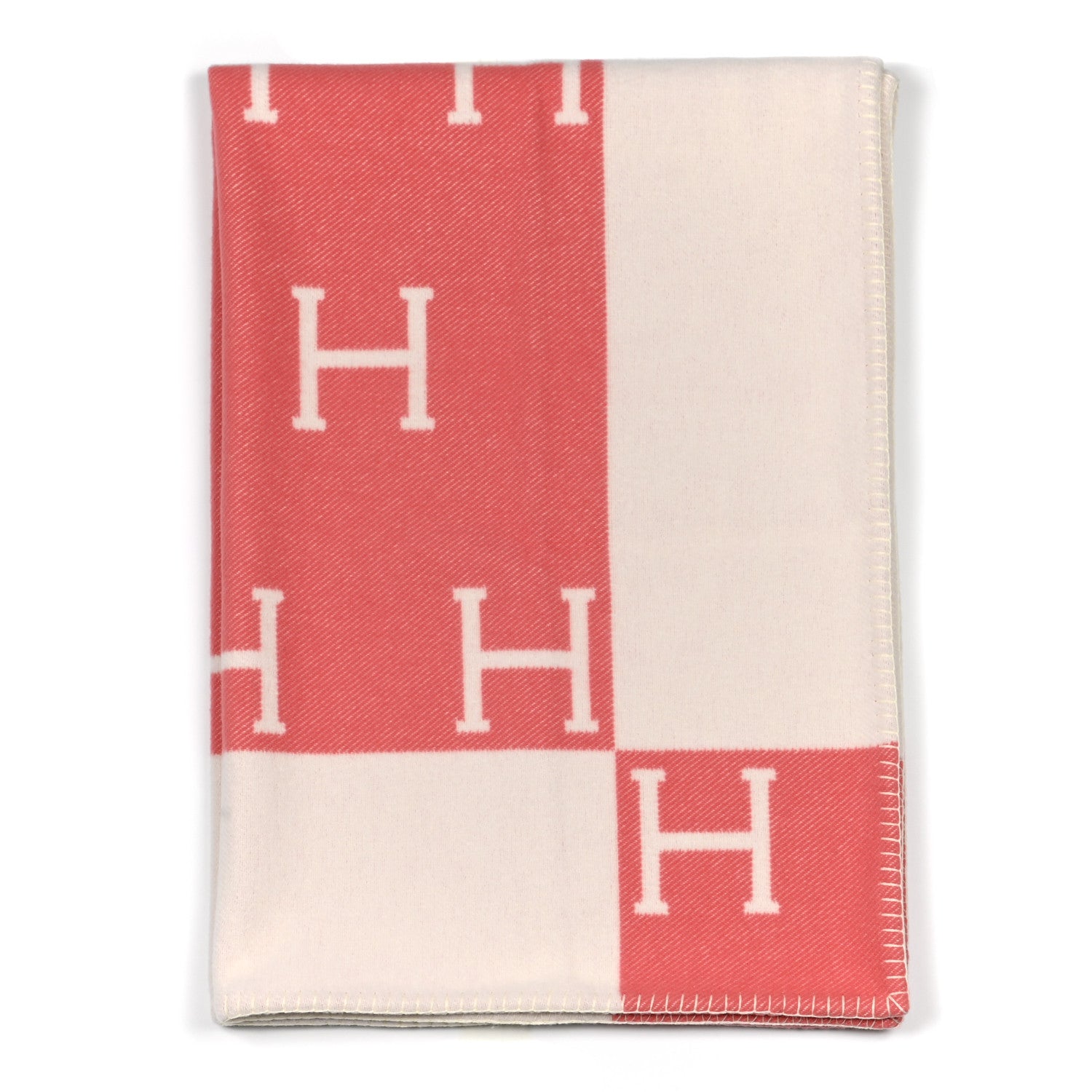 Hermes Wool Cashmere Avalon Baby Blanket Rose Airelle White 1 of 3