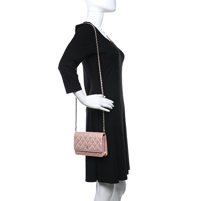 Chanel Iridescent Calfskin Quilted Wallet On Chain WOC Pink 2 of 10