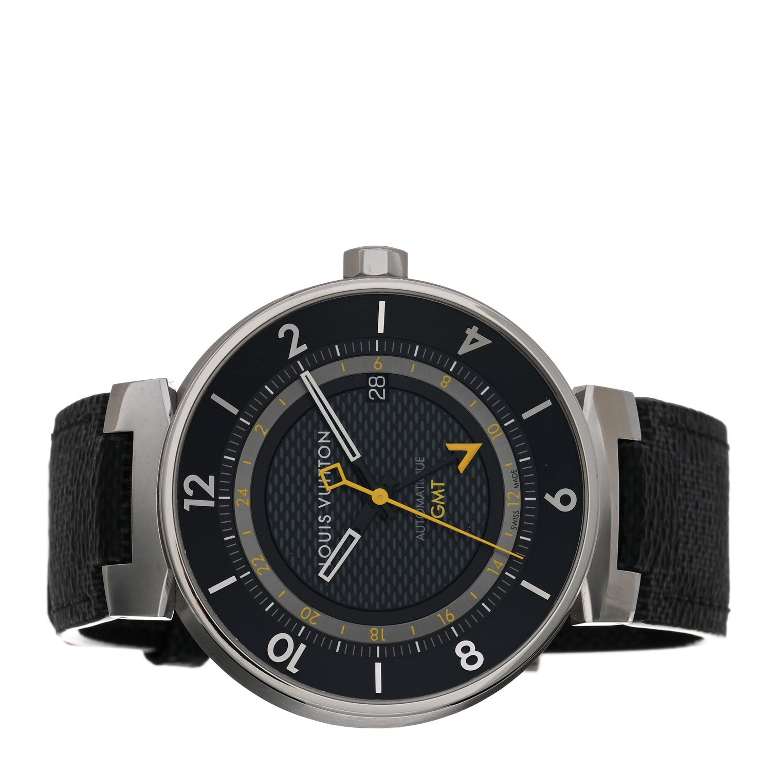 Louis Vuitton Stainless Steel Damier 41mm Tambour GMT Automatic Watch Graphite 2 of 5
