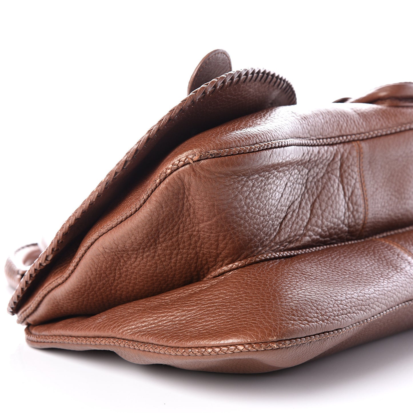 Calfskin Braided Gaucho Double Saddle Bag Brown