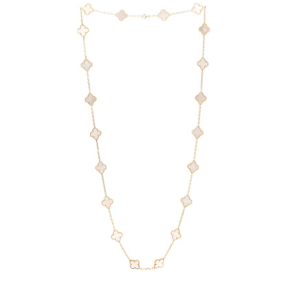 Van Cleef & Arpels 18K Yellow Gold Mother of Pearl 20 Motifs Vintage Alhambra Necklace 3 of 7