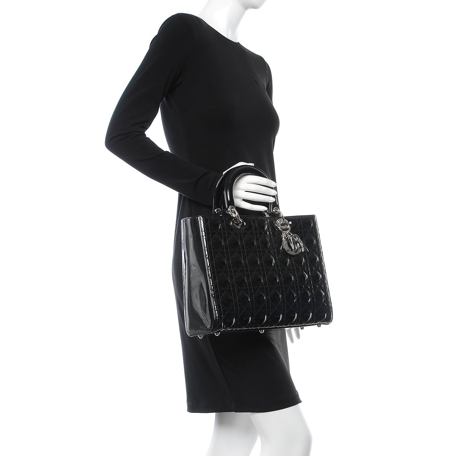Christian Dior Patent Cannage Large Lady Dior Black 3 of 9